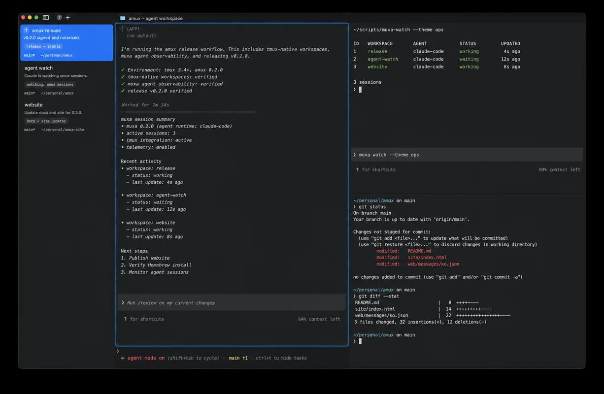 amux interface screenshot