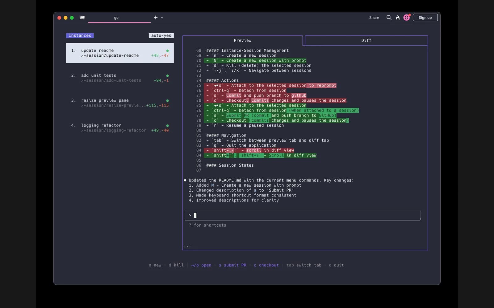 Claude Squad interface screenshot