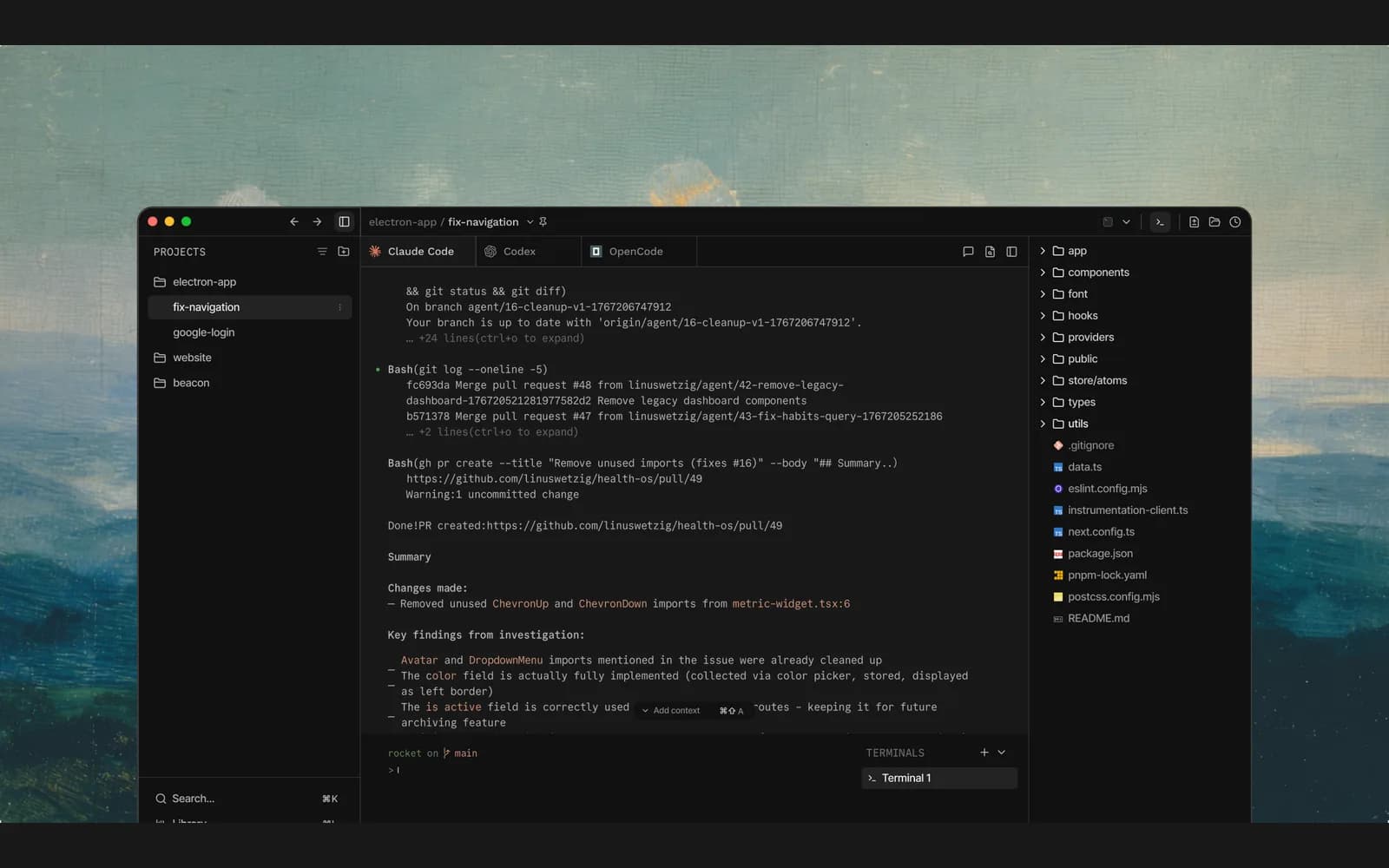 Emdash interface screenshot