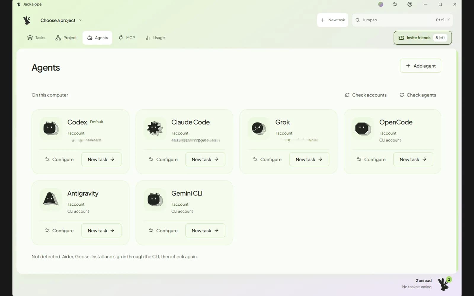 Jackalope interface screenshot