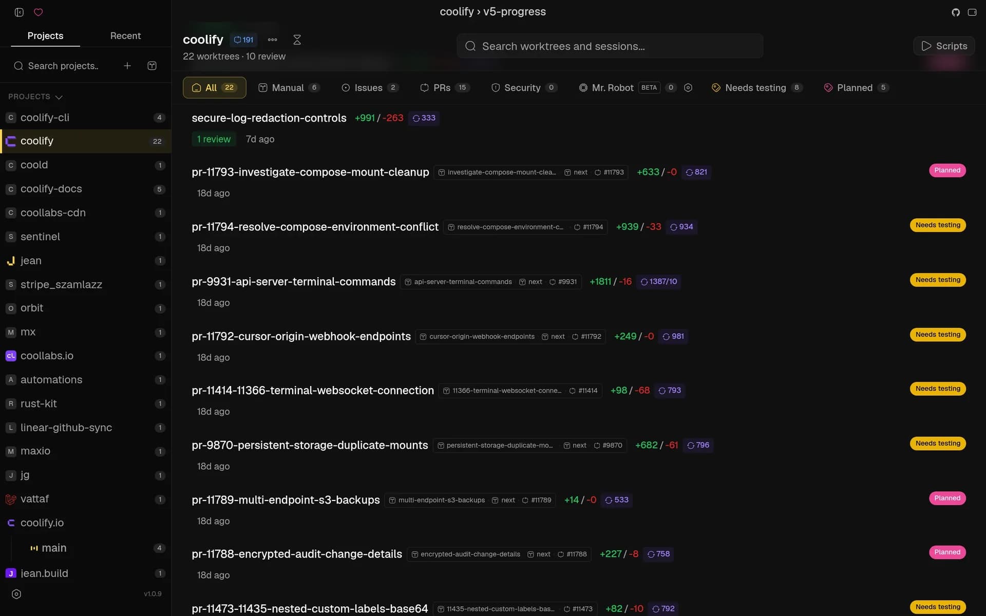 Jean interface screenshot