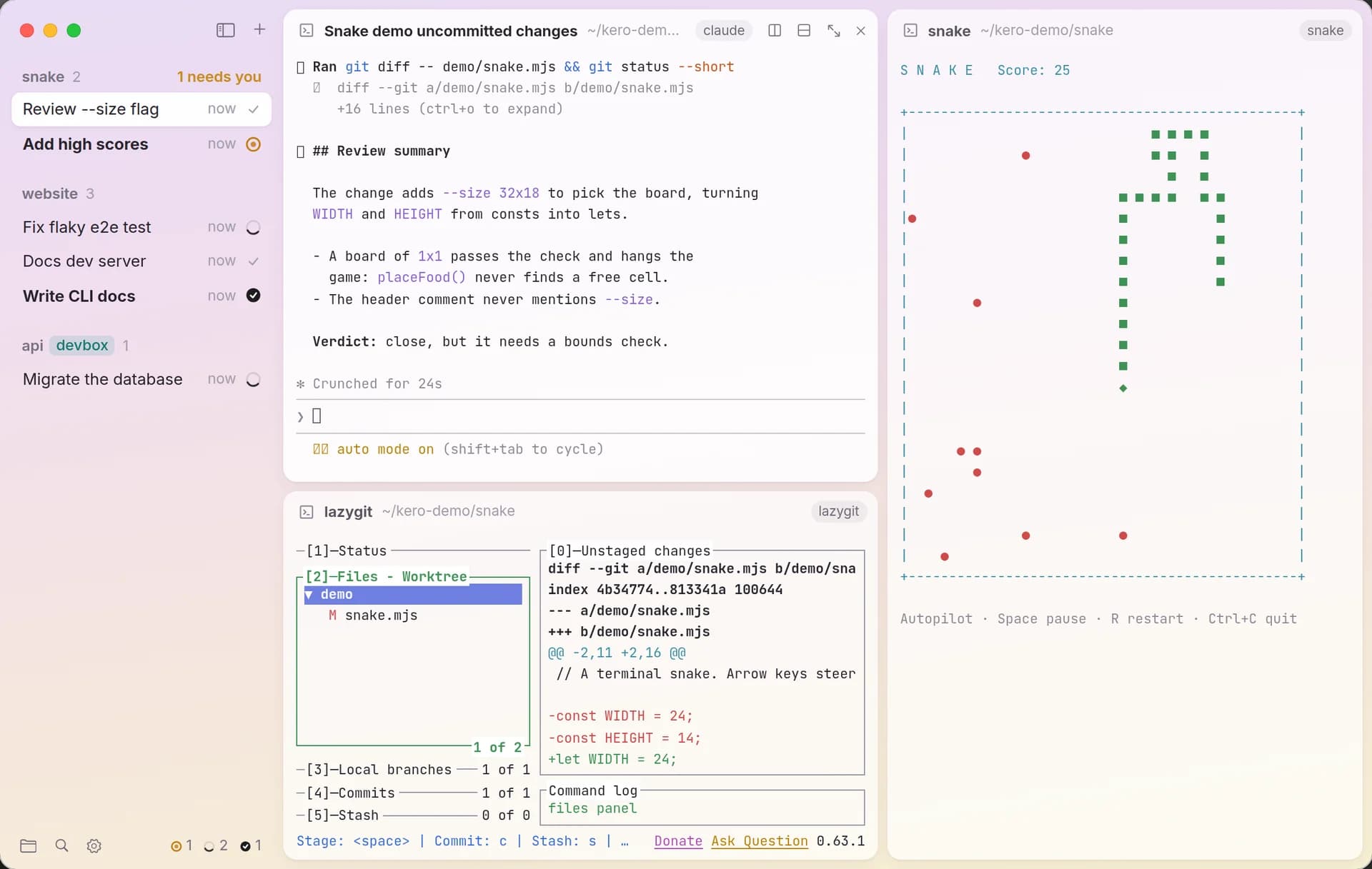 Kero interface screenshot