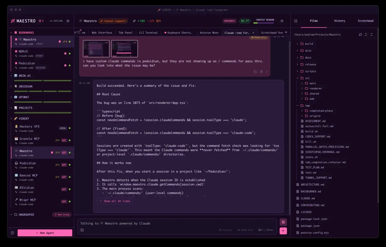 Maestro interface screenshot