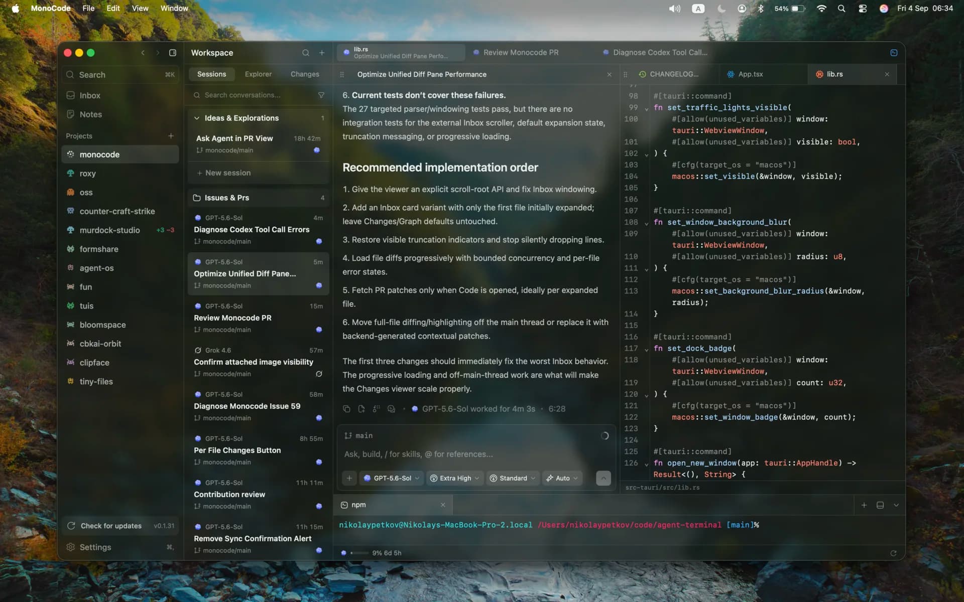 MonoCode interface screenshot