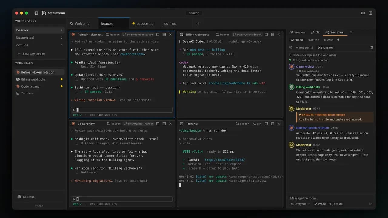 Swarmterm interface screenshot
