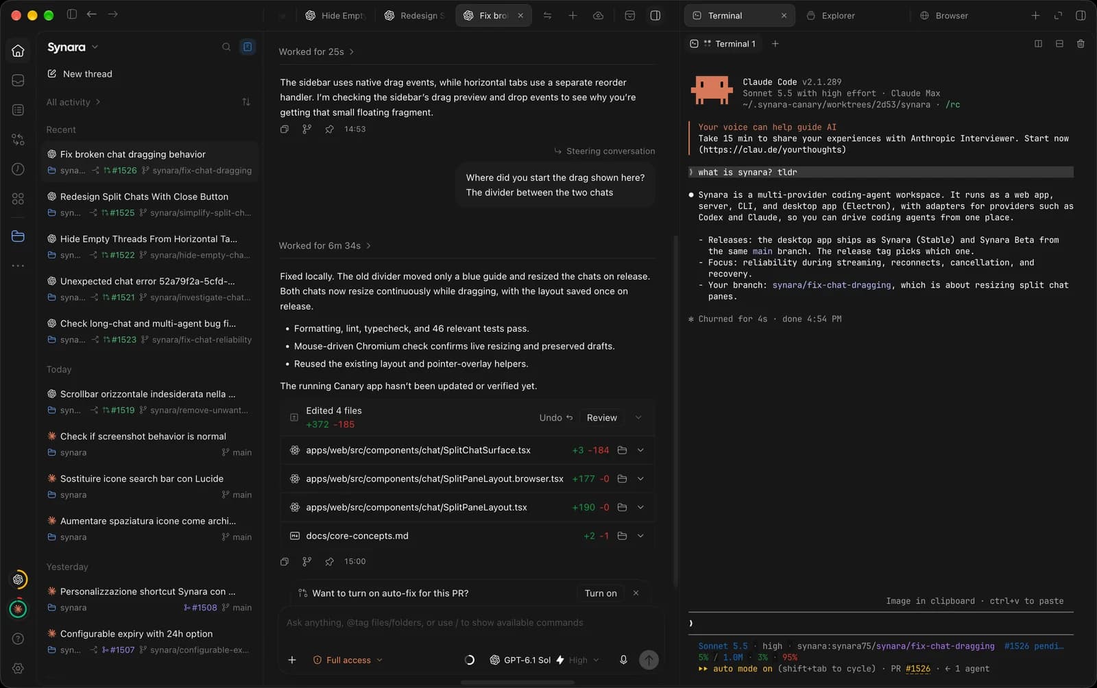 Synara interface screenshot